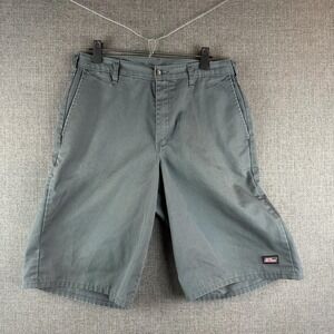 Dickies Shorts Mens 34 Gray Work Flat Front Utility Pocket‎ Durable Cotton Blend